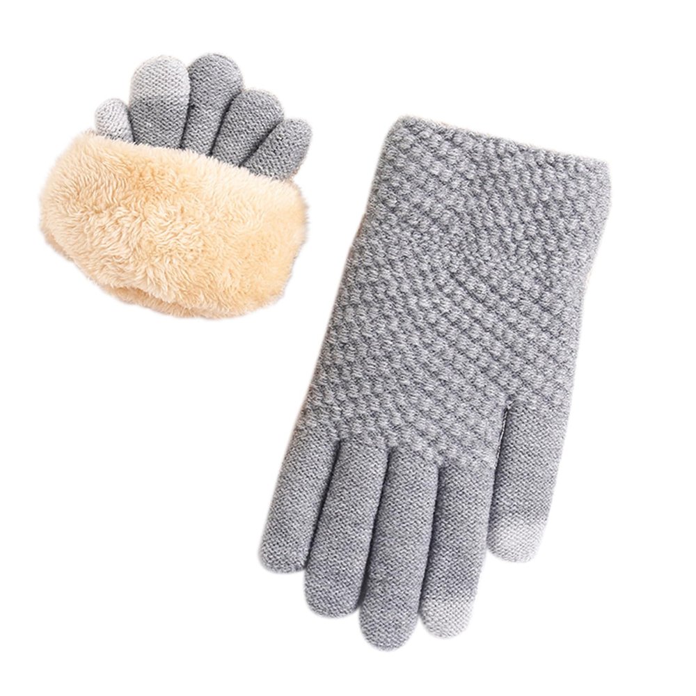 Thick Knitted Gloves for Women Winter Warm Full Finger Mittens for Men Ladies Soft Stretchy Unisex Gloves (GY3, One Size)