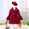 AIMAOMI Toddler Girls Wool Dress Coats Kids Winter Warm Jacket Double-breasted Outerwear with Beret Hat Girl (Red, 3-4 Years) view 2