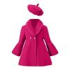 AIMAOMI Toddler Kids Girls Trench Jacket Long Sleeve Fury Collar Warm Peacoat with Beret Hat Set for Casual (Black, 18-24 Months) view 1
