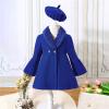 AIMAOMI Girls Trench Coats Long Sleeve Furry Collar Warm Peacoat with Beret Hat Set for Casual Wear Toddler (Blue, 4-5 Years) view 2