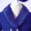 AIMAOMI Girls Trench Coats Long Sleeve Furry Collar Warm Peacoat with Beret Hat Set for Casual Wear Toddler (Blue, 4-5 Years) view 3