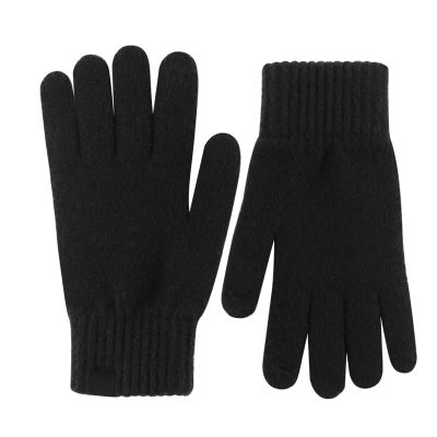 Women Men Winter Chunky Knit Gloves Adults Warm Stretchy Gloves Solid Touchscreen Workout Gloves (Black, A)