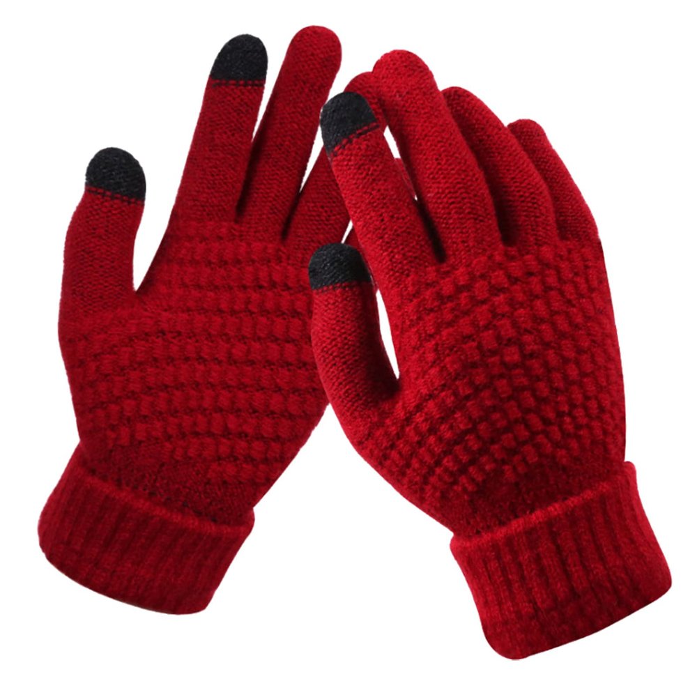 Winter Gloves Touchscreen Warm Knitted Gloves Work Outdoor Hiking Running Cycling Driving for Men Women (A, One Size)