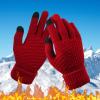 Winter Gloves Touchscreen Warm Knitted Gloves Work Outdoor Hiking Running Cycling Driving for Men Women (A, One Size) view 2