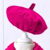 AIMAOMI Girls Trench Coats Long Sleeve Furry Collar Warm Peacoat with Beret Hat Set for Casual Wear Toddler (Hot Pink, 18-24 Months) view 4