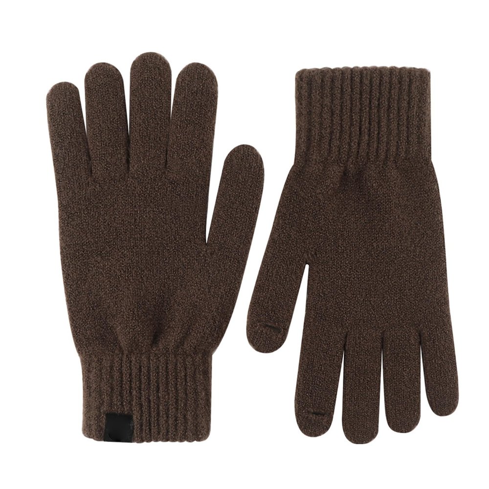Women Men Winter Chunky Knit Gloves Adults Warm Stretchy Gloves Solid Touchscreen Workout Gloves (Coffee, A)