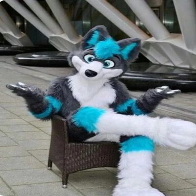 Grey Wolf Husky Dog Fox Fursuit Mascot Costume for Adult Halloween, Mardi Gras, Christmas costumes Birthday parties (AS SHOW,L)
