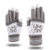 Christmas Snowflake Gloves Women's Men's Warm Knitted Touchscreen Phone Gloves Fashionable Mittens (Grey, One Size) view 1