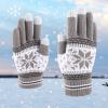 Christmas Snowflake Gloves Women's Men's Warm Knitted Touchscreen Phone Gloves Fashionable Mittens (Grey, One Size) view 2