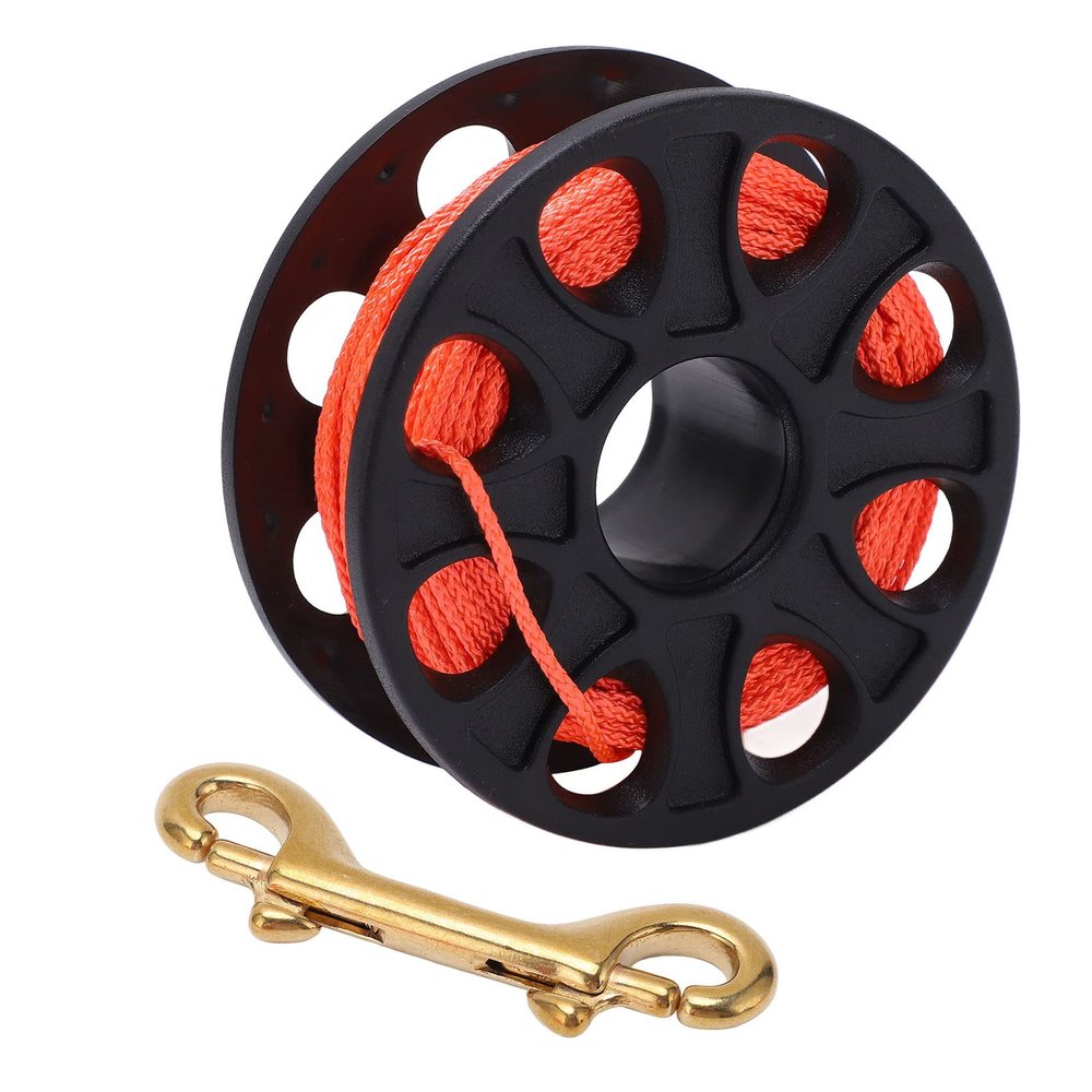 ANGGREK Finger Reel 30m Line Fluorescent Wire Lightweight Diving Reel for Cave Diving (Black)