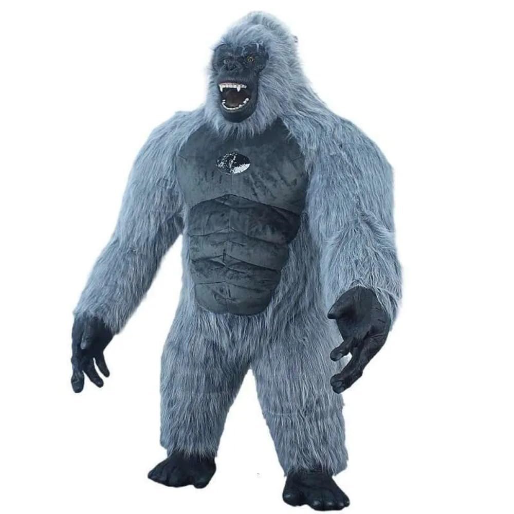 mascot Costume Mascot for Adult Halloween Furry Animal Carnival Walking Dress Suit Fursuit Gorilla Cos Mall Promotions (Grey,2M)