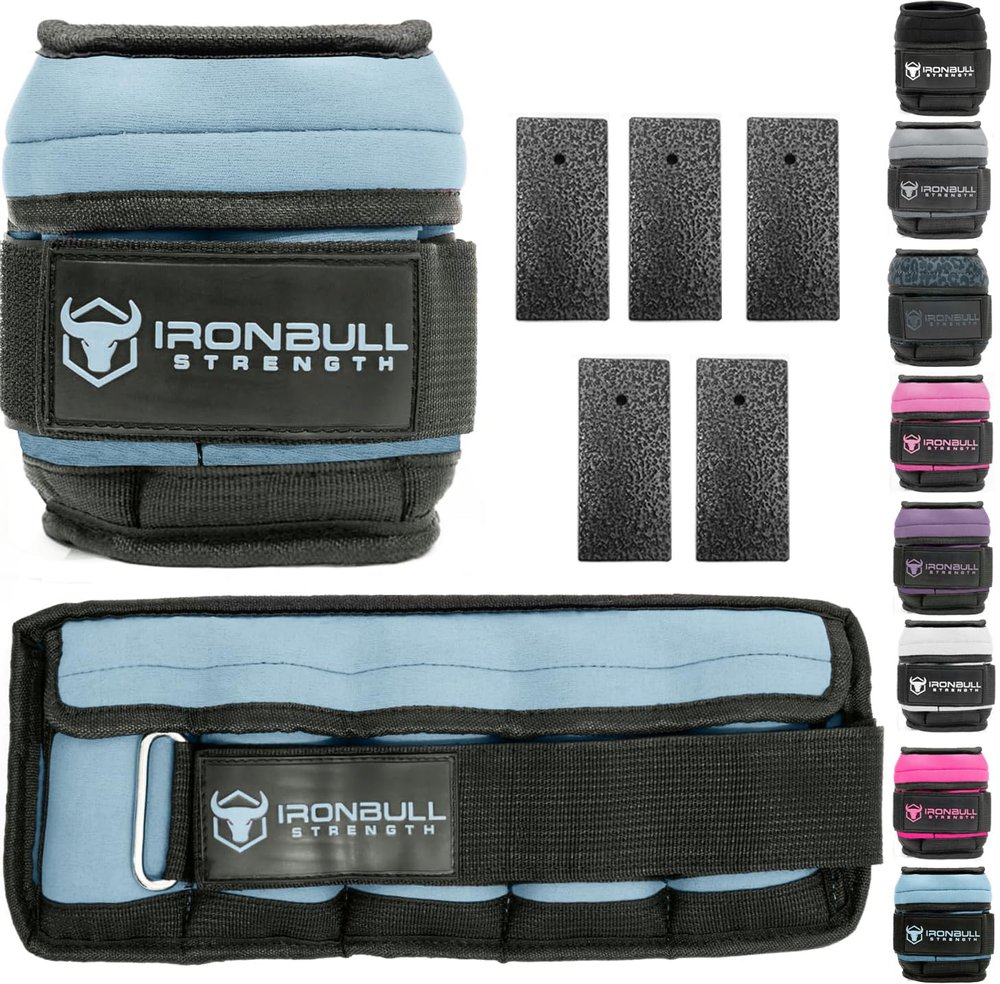 Adjustable Ankle Weights (Pair) - Weighted Ankle Weight for Walking, Gym and Exercise - 2, 4, 6, 8, 10 LB Leg Weight with Straps for Women and Men (Baby Blue)
