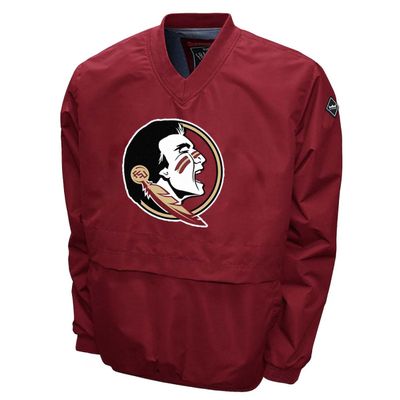 Franchise Club Men's Big Logo Windshell V-Neck Pullover Jacket (Florida State - Wine, X-Large)