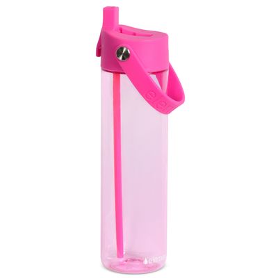 Elemental Splash Water Bottle with Straw - BPA-Free Tritan Plastic Reusable Water Bottle with Strap - Ideal for Travel, Gym and Sports - Leak Proof when Spout is Closed - 26oz - Hot Pink