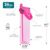 Elemental Splash Water Bottle with Straw - BPA-Free Tritan Plastic Reusable Water Bottle with Strap - Ideal for Travel, Gym and Sports - Leak Proof when Spout is Closed - 26oz - Hot Pink view 2