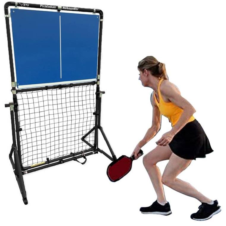 Portable Pickleball Training Wall | Practice Rebounder and Trainer for Drills | Adjustable Panel Angle (Black Frame and Blue Panel)