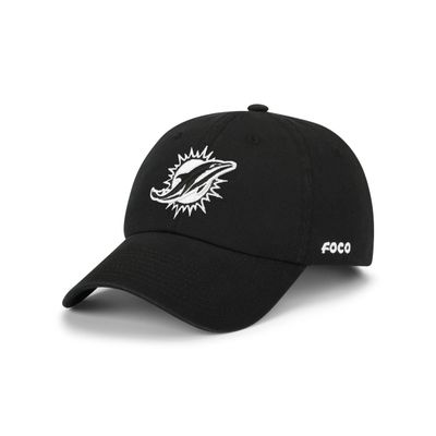 FOCO Miami Dolphins NFL Black & White Casual Cap - Black