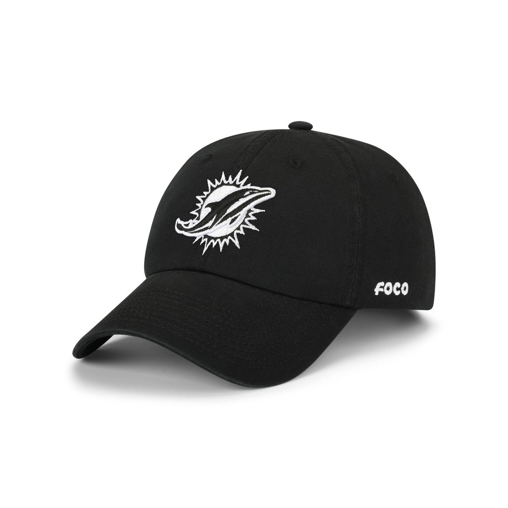 FOCO Miami Dolphins NFL Black & White Casual Cap - Black