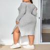 Wen Xiangyan Jade Plus Size Women's Autumn and Winter Long Sleeve Hip Slit Slim Pit Knit Dress view 2