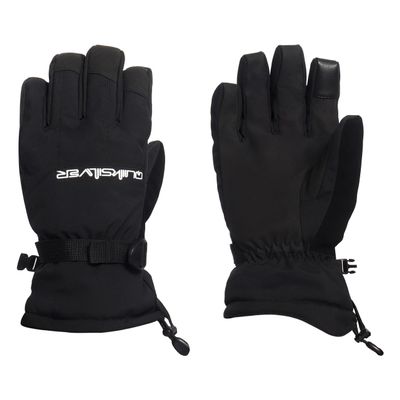 Quiksilver Boys' Mission Gloves - Waterproof, Insulated, Touchscreen, Adjustable Cuff, Nose & Goggles Wipe, Black, Medium