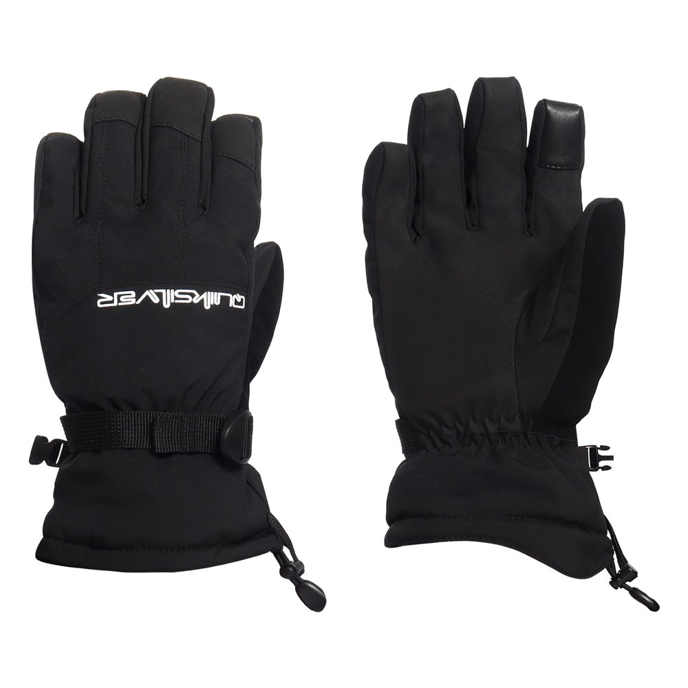 Quiksilver Boys' Mission Gloves - Waterproof, Insulated, Touchscreen, Adjustable Cuff, Nose & Goggles Wipe, Black, Medium
