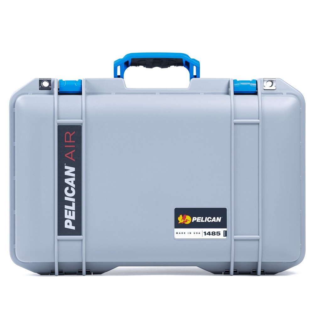 Pelican Silver 1485 Case - Comes Empty - Blue Handles & Latches.