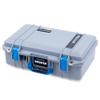 Pelican Silver 1485 Case - Comes Empty - Blue Handles & Latches. view 2