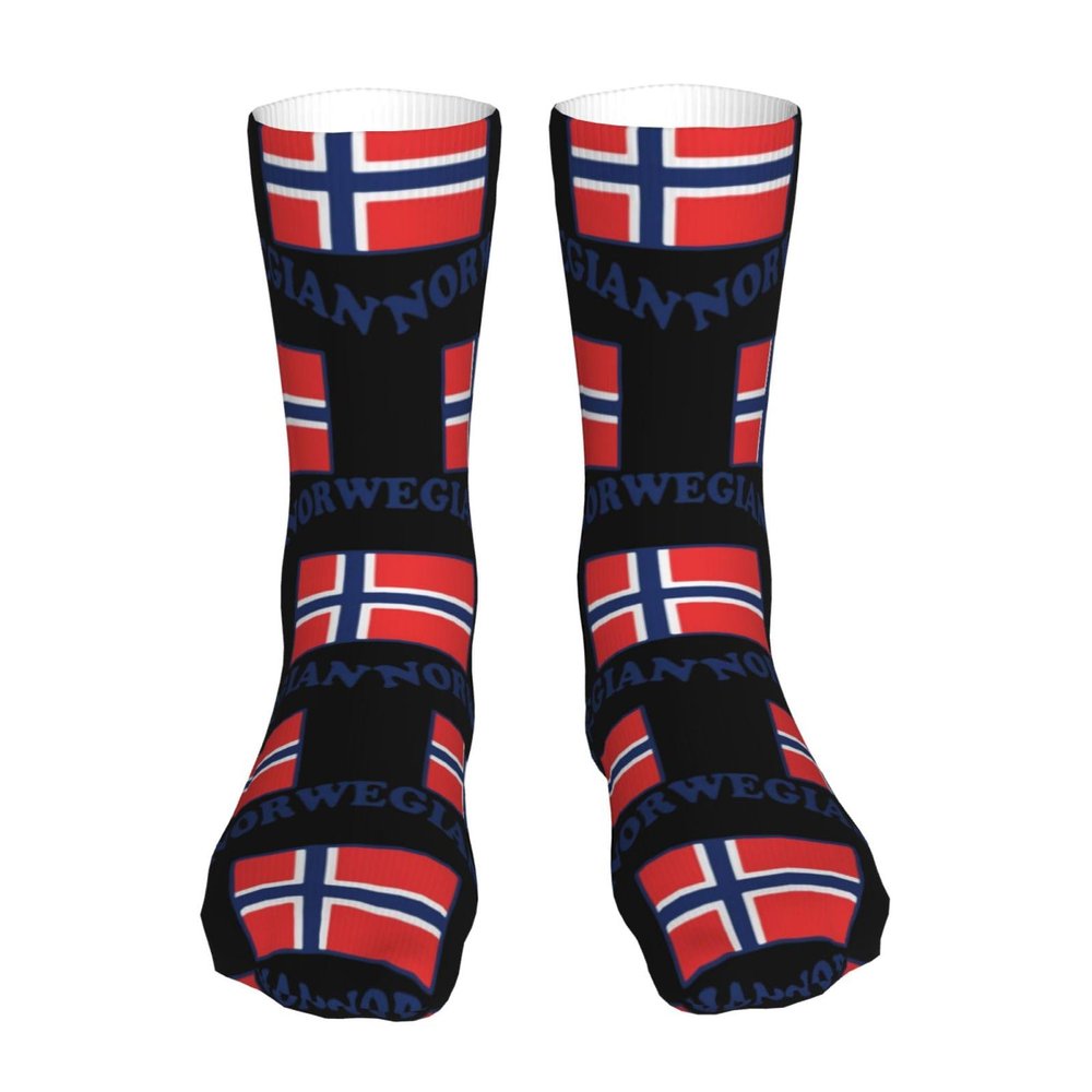 BXDEOOPWE Norwegian Flag Running Socks Breathable Round Neck Socks Sports Socks