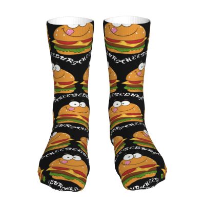 BXDEOOPWE Cheeseburger Cartoon Running Socks Breathable Round Neck Socks Sports Socks