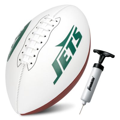 Franklin Sports NFL New York Jets Autograph Football - Official Size White Panel Souvenir Football for Autographs + Signatures - NFL Team Fan Shop Memorabilia Ball for Display