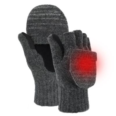 BERGWEISER Flip Winter Gloves, Wool Fingerless Gloves for Women Men Cold Weather, Mittens with Reflective & Magnetic Button Closure for Christmas Gifts
