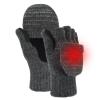 BERGWEISER Flip Winter Gloves, Wool Fingerless Gloves for Women Men Cold Weather, Mittens with Reflective & Magnetic Button Closure for Christmas Gifts view 1