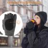BERGWEISER Flip Winter Gloves, Wool Fingerless Gloves for Women Men Cold Weather, Mittens with Reflective & Magnetic Button Closure for Christmas Gifts view 3