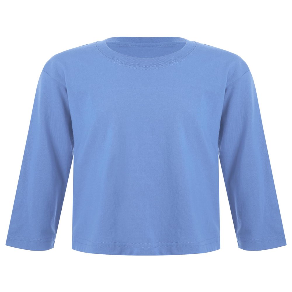 easyforever Kids Boys Girls Long Sleeve Shirts Cotton Warm Tee Shirt Tops Little Girl Blouse Undershirts Light Blue 5-6 Years