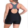 beautyin Plus Size One Piece Swimsuit for Women Boyleg Tummy Control Swimwear Gray/Black view 2