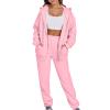Jogger Sets for Women 2 Piece Zipper Jacket Long Sleeve Hoodie Sweatshirt Baggy Sweat Pants Comfy Lounge Sweatsuit CC3-Pink Small view 1