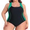 beautyin Plus Size Athletic One Piece Swimsuit Women Lap Swimsuits Competitive Swimwear Green/Black view 1