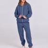 Jogger Sets for Women 2 Piece Zipper Jacket Long Sleeve Hoodie Sweatshirt Baggy Sweat Pants Comfy Lounge Sweatsuit CC3-Navy Medium view 3