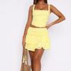 Women Y2k Lace Mini Skirt Gothic Layering Half Slip Skirt Ruffled Flowy Shirt Extender Vintage Short Underskirt (A Yellow, L) view 2