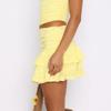 Women Y2k Lace Mini Skirt Gothic Layering Half Slip Skirt Ruffled Flowy Shirt Extender Vintage Short Underskirt (A Yellow, L) view 3