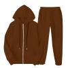 Jogger Sets for Women 2 Piece Zipper Jacket Long Sleeve Hoodie Sweatshirt Baggy Sweat Pants Comfy Lounge Sweatsuit CC4-Brown Small view 2