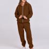 Jogger Sets for Women 2 Piece Zipper Jacket Long Sleeve Hoodie Sweatshirt Baggy Sweat Pants Comfy Lounge Sweatsuit CC4-Brown Small view 3