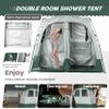 Portable Camping Shower Tent Deluxe Changing Room Easy Set Up Privacy Shelter,Large Toilet Tent 2 Rooms with Floor Drain Design for Beach, Camping,Hiking with Stakes and Ropes for Stability view 2