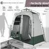 Portable Camping Shower Tent Deluxe Changing Room Easy Set Up Privacy Shelter,Large Toilet Tent 2 Rooms with Floor Drain Design for Beach, Camping,Hiking with Stakes and Ropes for Stability view 3