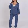 Jogger Sets for Women 2 Piece Zipper Jacket Long Sleeve Hoodie Sweatshirt Baggy Sweat Pants Comfy Lounge Sweatsuit CC3-Navy Small view 4