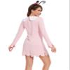 WXCTEAM Adult Women's Christmas Pink Dress Gown Costume With Headband (Pink, XXL) view 4