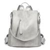 CPMBFDC Women's Fashion Anti-Theft Backpack, Soft Leather, Large Capacity, Grey view 1