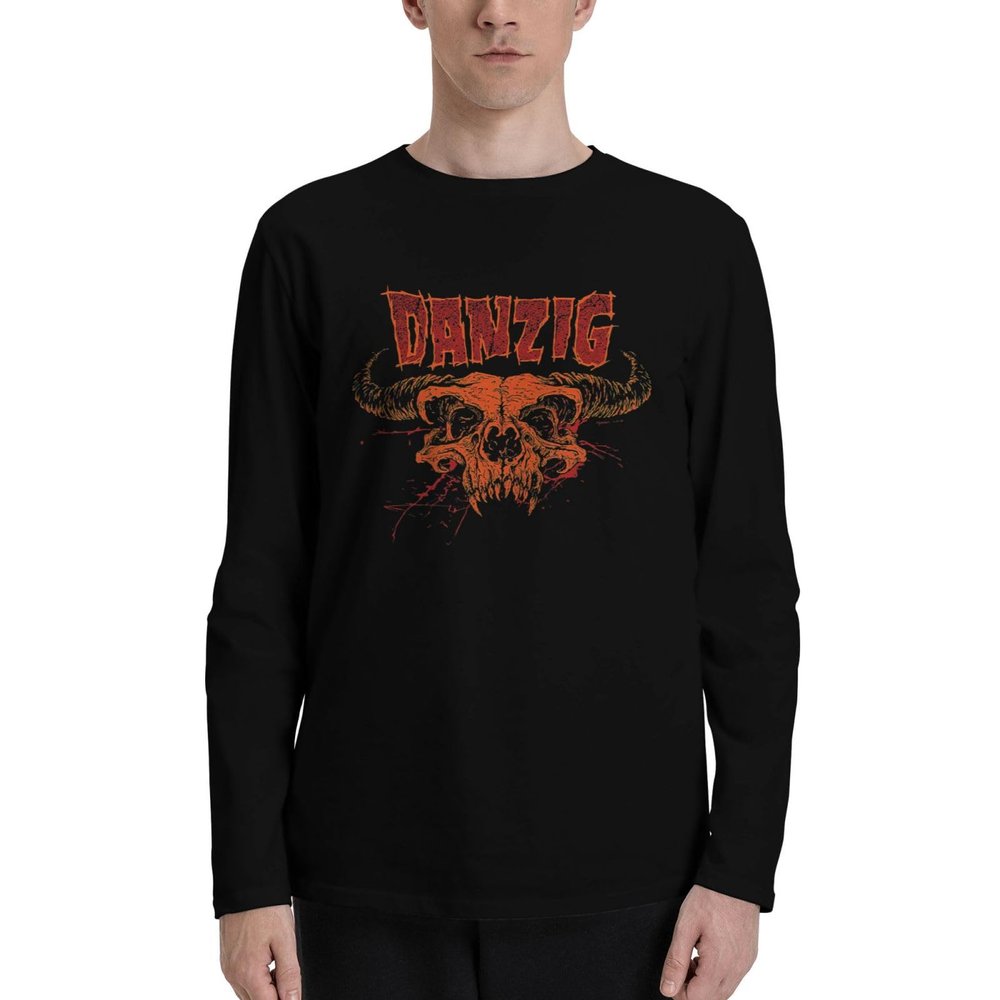 Kervagate Danzigs Men's T Shirt Cotton Long Sleeve Printed Shirts Crew Neck Fashion Graphic Classic Tee Tshirt Medium Black