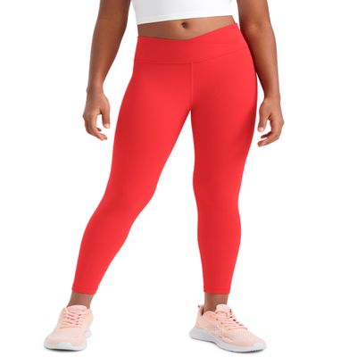 CRZ YOGA Girls Butterluxe Crossover Waist Yoga Leggings - Athletic Sports Casual Pants V Cross Tights Kids Teen Deep Red X-Large