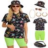 Verceco 80s 90s Outfits for Women Unisex Hip Hop Women Costume Accessory Sets Retro 90s Themed Party Outfits 7PC 80s Fashion Clothes (Black, S) view 1